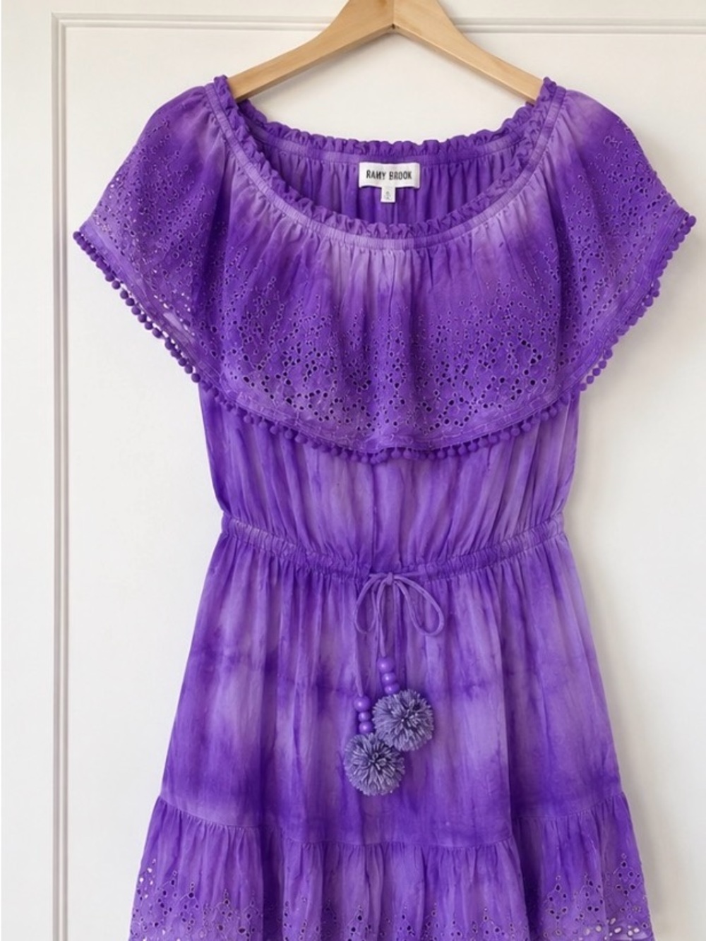 Ramy Brook Lavender Eyelet Tie-Dye Mini Dress - Picture 4 of 5